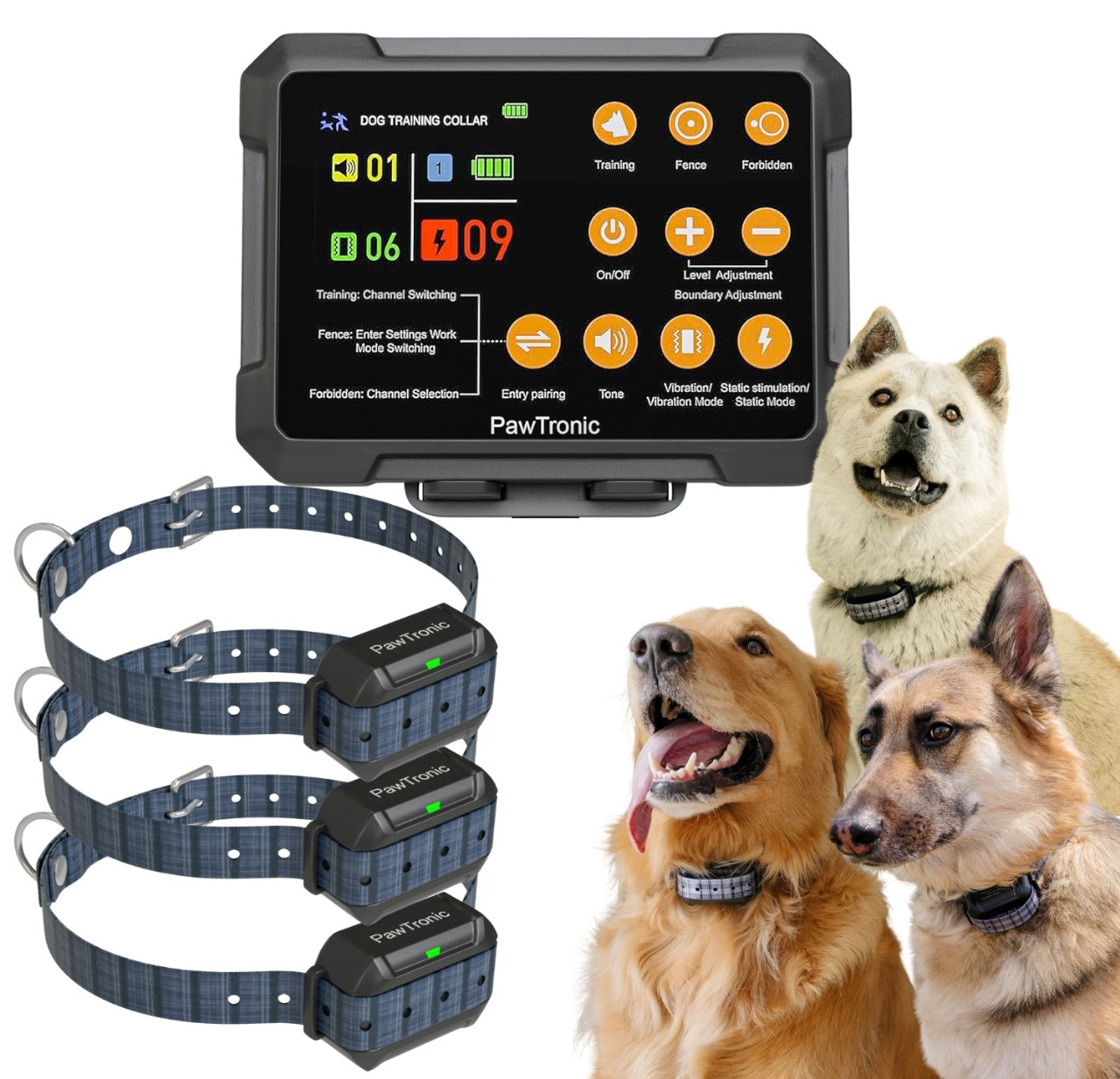 PawTronic Hybrid Series Wireless Dog Fence - Indoor and Outdoor Dog Fence Collar